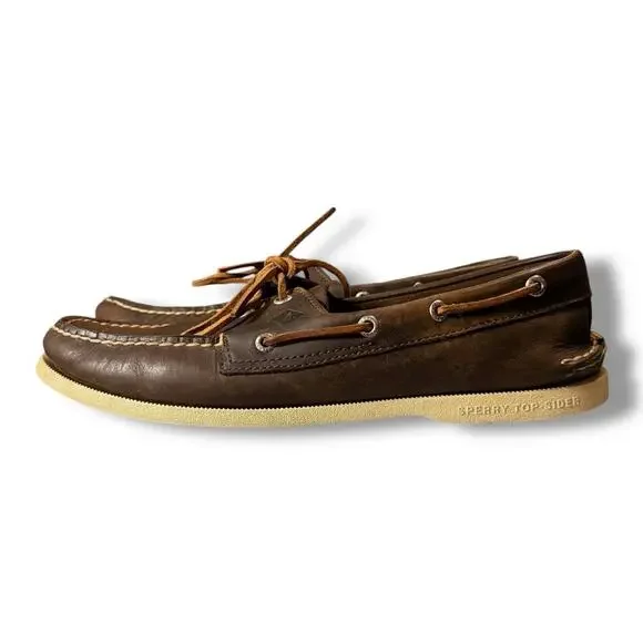 Sperry Top-Sider Deck Shoes Mens Brown Leather Slip On Loafers Size - 11.5